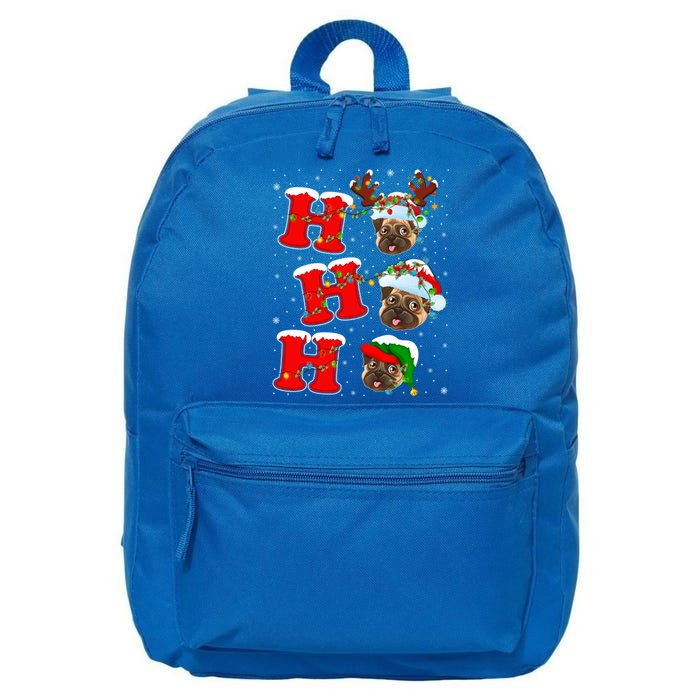 Funny Matching Family Santa Ho Ho Ho Pug Christmas Gift 16 in Basic Backpack