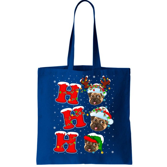 Funny Matching Family Santa Ho Ho Ho Pug Christmas Gift Tote Bag