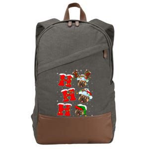 Funny Matching Family Santa Ho Ho Ho Pug Christmas Gift Cotton Canvas Backpack