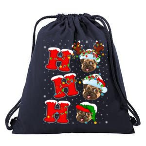 Funny Matching Family Santa Ho Ho Ho Pug Christmas Gift Drawstring Bag