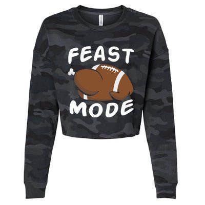 Feast Mode Football Turkey Funny Thanksgiving Gift Cropped Pullover Crew