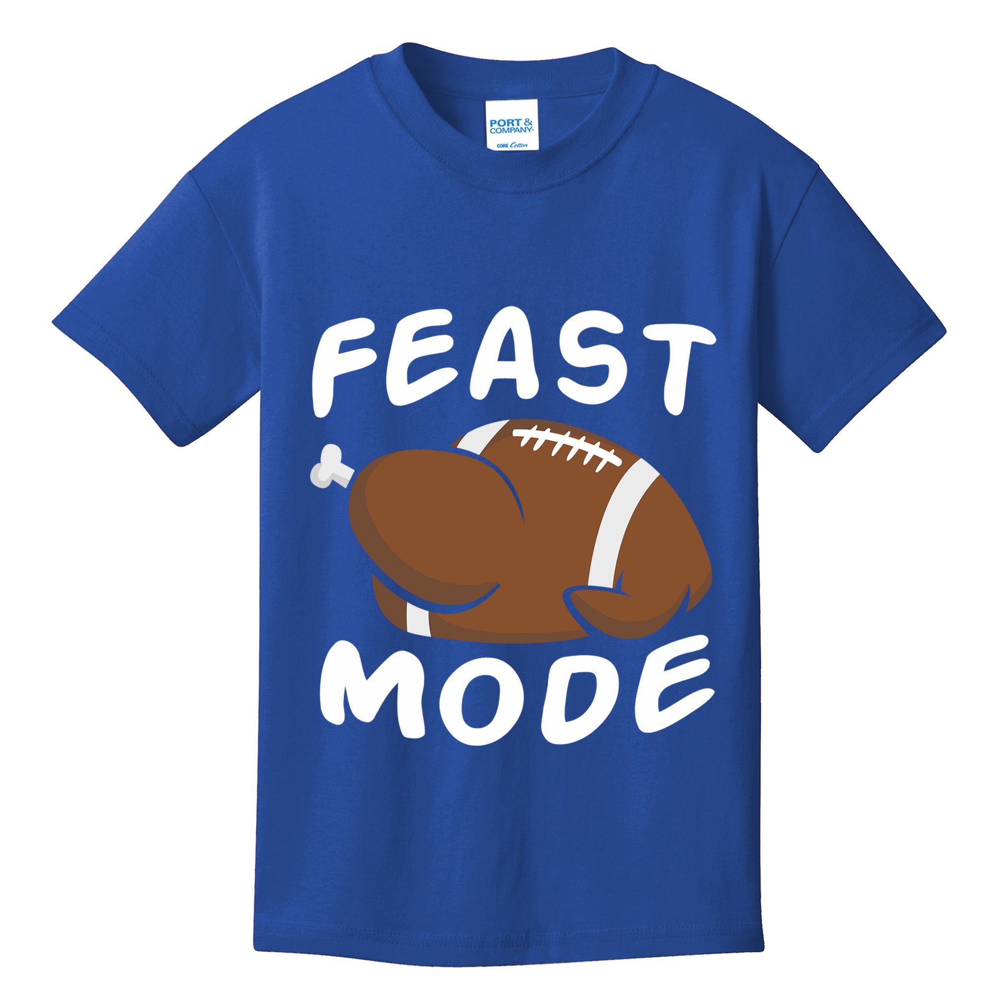 Feast Mode Football Turkey Funny Thanksgiving Gift Kids T-Shirt