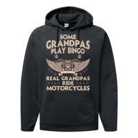 Funny Motorcycle For Grandpa Men Biker Motorcycle Rider Performance Fleece Hoodie