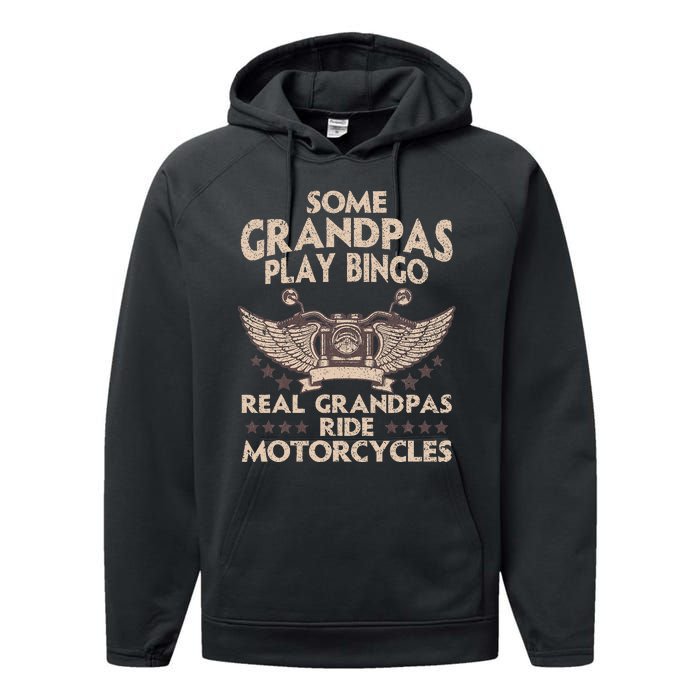 Funny Motorcycle For Grandpa Men Biker Motorcycle Rider Performance Fleece Hoodie