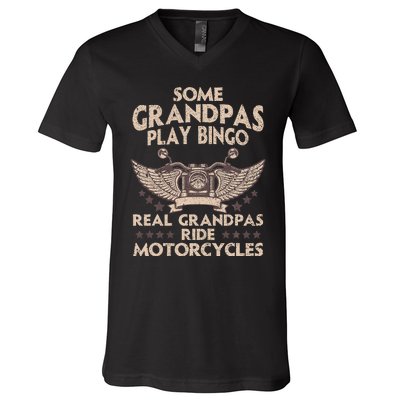 Funny Motorcycle For Grandpa Men Biker Motorcycle Rider V-Neck T-Shirt