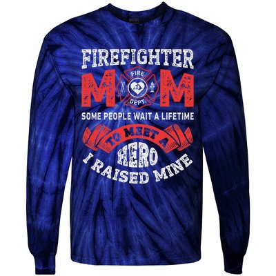 Firefighter Mom Firewoman Proud Moms Mother's Day Vintage Tie-Dye Long Sleeve Shirt