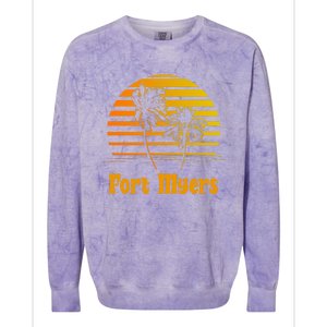 Fort Myers Florida Sunset Palm Trees Beach Vacation Cool Gift Colorblast Crewneck Sweatshirt