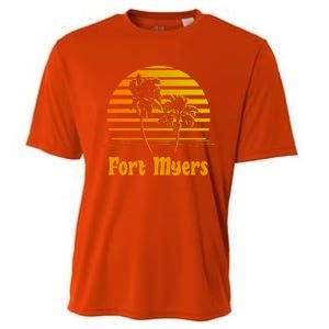 Fort Myers Florida Sunset Palm Trees Beach Vacation Cool Gift Cooling Performance Crew T-Shirt