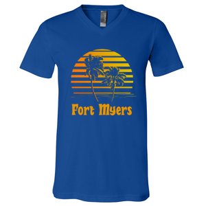 Fort Myers Florida Sunset Palm Trees Beach Vacation Cool Gift V-Neck T-Shirt