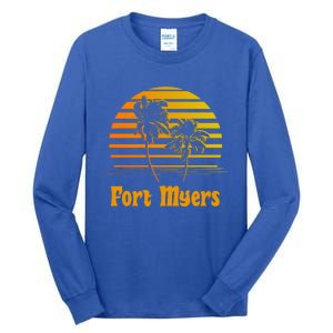 Fort Myers Florida Sunset Palm Trees Beach Vacation Cool Gift Tall Long Sleeve T-Shirt