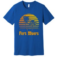 Fort Myers Florida Sunset Palm Trees Beach Vacation Cool Gift Premium T-Shirt