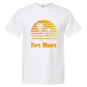 Fort Myers Florida Sunset Palm Trees Beach Vacation Cool Gift Garment-Dyed Heavyweight T-Shirt