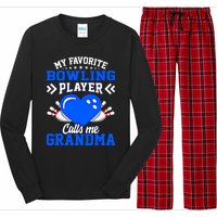 Fun My Favorite Bowling Player Calls Me Grandma Gift Long Sleeve Pajama Set