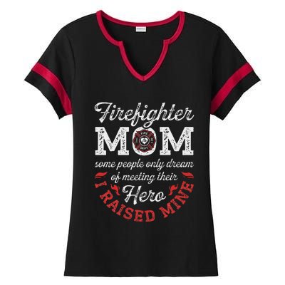 Firefighter Mom Firewoman Proud Moms Mother's Day VintageGift Ladies Halftime Notch Neck Tee