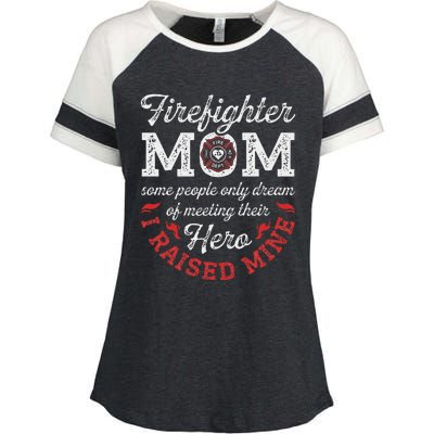 Firefighter Mom Firewoman Proud Moms Mother's Day VintageGift Enza Ladies Jersey Colorblock Tee