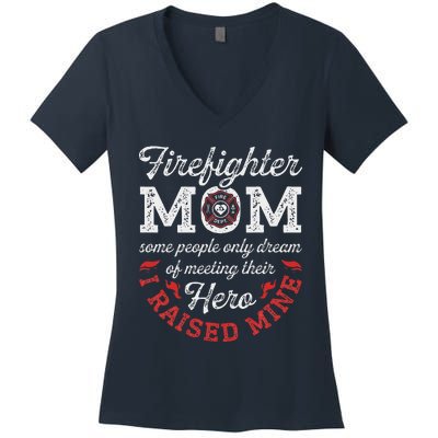 Firefighter Mom Firewoman Proud Moms Mother's Day VintageGift Women's V-Neck T-Shirt