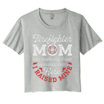 Firefighter Mom Firewoman Proud Moms Mother's Day VintageGift Women's Crop Top Tee