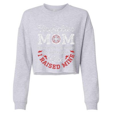 Firefighter Mom Firewoman Proud Moms Mother's Day VintageGift Cropped Pullover Crew