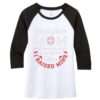 Firefighter Mom Firewoman Proud Moms Mother's Day VintageGift Women's Tri-Blend 3/4-Sleeve Raglan Shirt