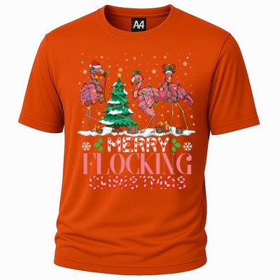 Flamingo Merry Flocking Christmas Funny Xmas Gift Cooling Performance Crew T-Shirt