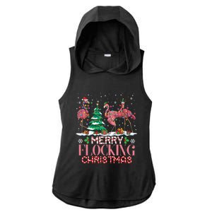 Flamingo Merry Flocking Christmas Funny Xmas Gift Ladies PosiCharge Tri-Blend Wicking Draft Hoodie Tank