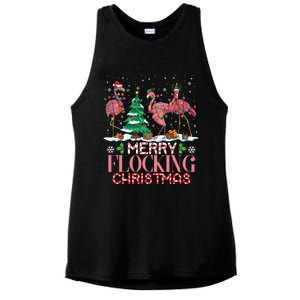 Flamingo Merry Flocking Christmas Funny Xmas Gift Ladies PosiCharge Tri-Blend Wicking Tank