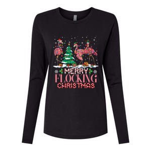 Flamingo Merry Flocking Christmas Funny Xmas Gift Womens Cotton Relaxed Long Sleeve T-Shirt