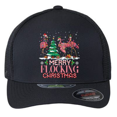 Flamingo Merry Flocking Christmas Funny Xmas Gift Flexfit Unipanel Trucker Cap