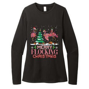 Flamingo Merry Flocking Christmas Funny Xmas Gift Womens CVC Long Sleeve Shirt