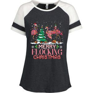 Flamingo Merry Flocking Christmas Funny Xmas Gift Enza Ladies Jersey Colorblock Tee