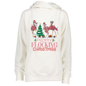 Flamingo Merry Flocking Christmas Funny Xmas Gift Womens Funnel Neck Pullover Hood