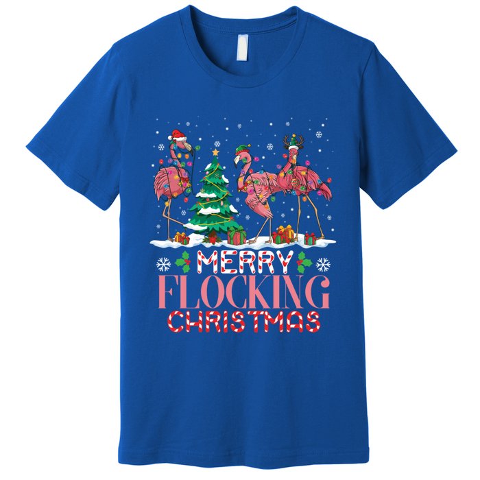 Flamingo Merry Flocking Christmas Funny Xmas Gift Premium T-Shirt