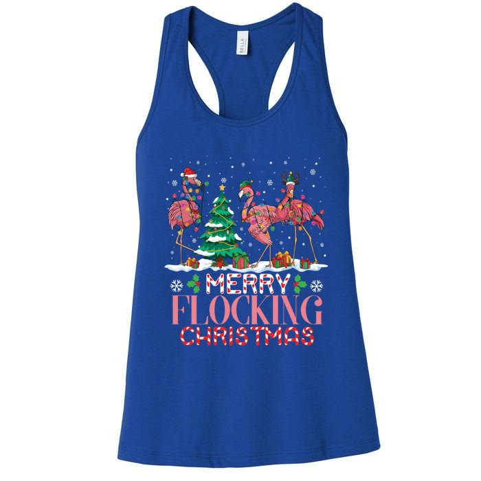 Flamingo Merry Flocking Christmas Funny Xmas Gift Women's Racerback Tank