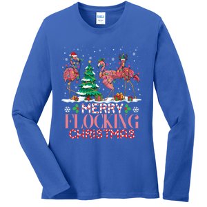 Flamingo Merry Flocking Christmas Funny Xmas Gift Ladies Long Sleeve Shirt