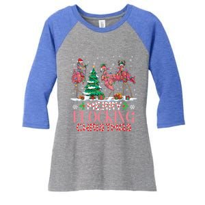 Flamingo Merry Flocking Christmas Funny Xmas Gift Women's Tri-Blend 3/4-Sleeve Raglan Shirt