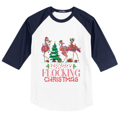 Flamingo Merry Flocking Christmas Funny Xmas Gift Baseball Sleeve Shirt