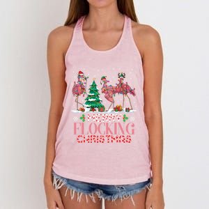 Flamingo Merry Flocking Christmas Funny Xmas Gift Women's Knotted Racerback Tank