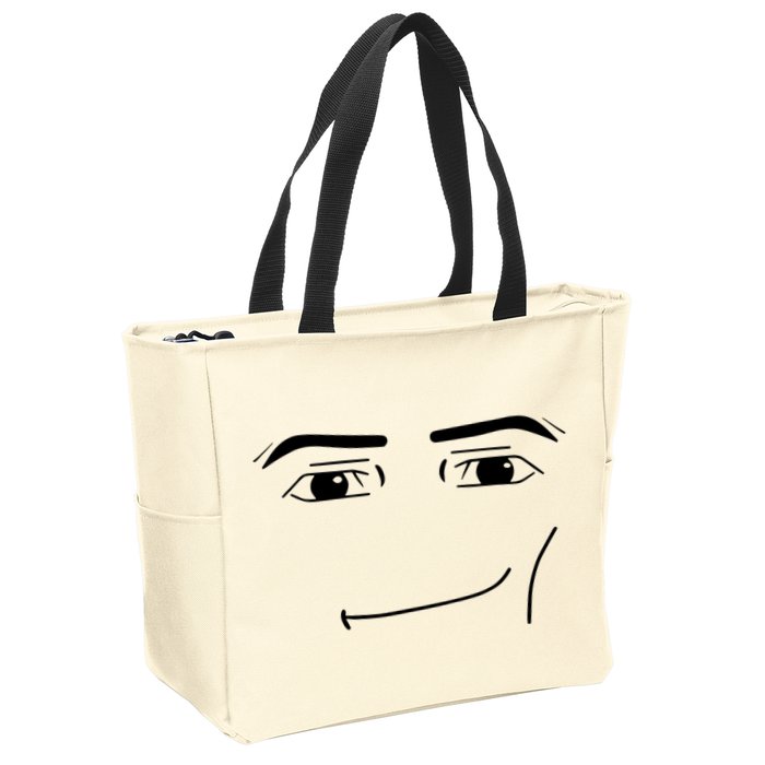 Foblox Man Face Meme Funny Costume Tees Zip Tote Bag