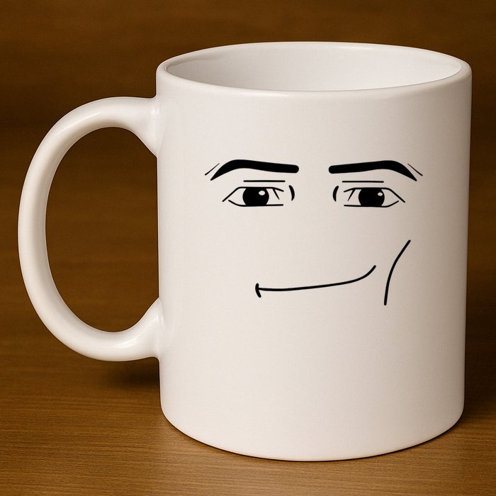 Foblox Man Face Meme Funny Costume Tees 11oz C Handle Ceramic Mug