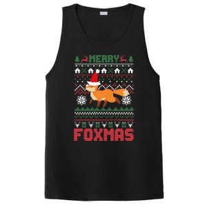 Funny Merry Foxtmas Ugly Christmas Fox Santa Hat Gift PosiCharge Competitor Tank