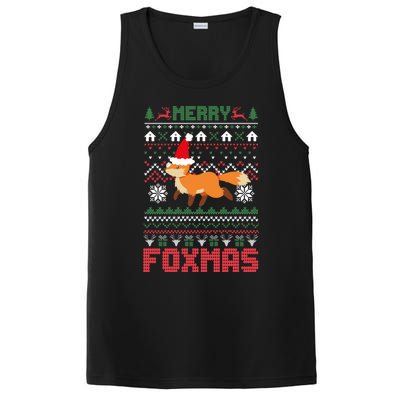 Funny Merry Foxtmas Ugly Christmas Fox Santa Hat Gift PosiCharge Competitor Tank