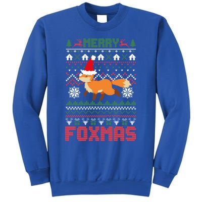 Funny Merry Foxtmas Ugly Christmas Fox Santa Hat Gift Sweatshirt