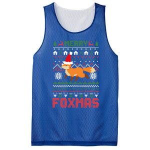 Funny Merry Foxtmas Ugly Christmas Fox Santa Hat Gift Mesh Reversible Basketball Jersey Tank