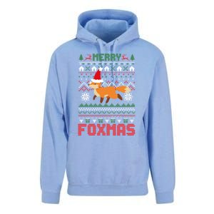 Funny Merry Foxtmas Ugly Christmas Fox Santa Hat Gift Unisex Surf Hoodie