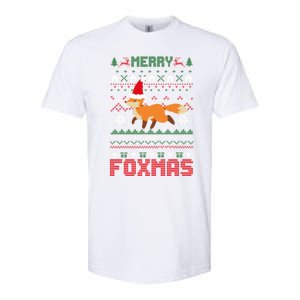 Funny Merry Foxtmas Ugly Christmas Fox Santa Hat Gift Softstyle CVC T-Shirt