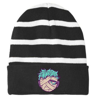 Frightful Mummy Striped Beanie with Solid Band