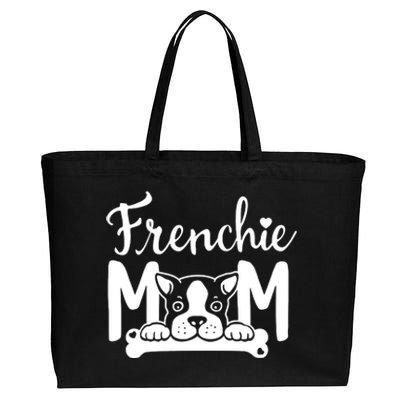 Frenchie Mom Cotton Canvas Jumbo Tote