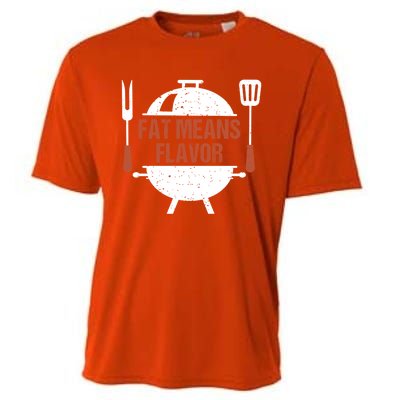 Fat Means Flavor Bbq Grill Barbecue Cool Gift Cooling Performance Crew T-Shirt