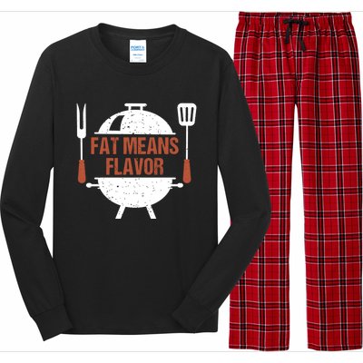 Fat Means Flavor Bbq Grill Barbecue Cool Gift Long Sleeve Pajama Set