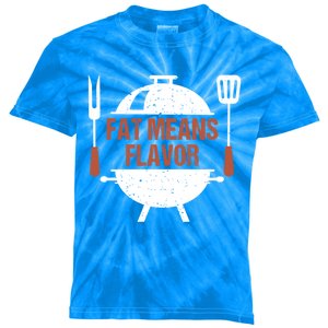 Fat Means Flavor Bbq Grill Barbecue Cool Gift Kids Tie-Dye T-Shirt